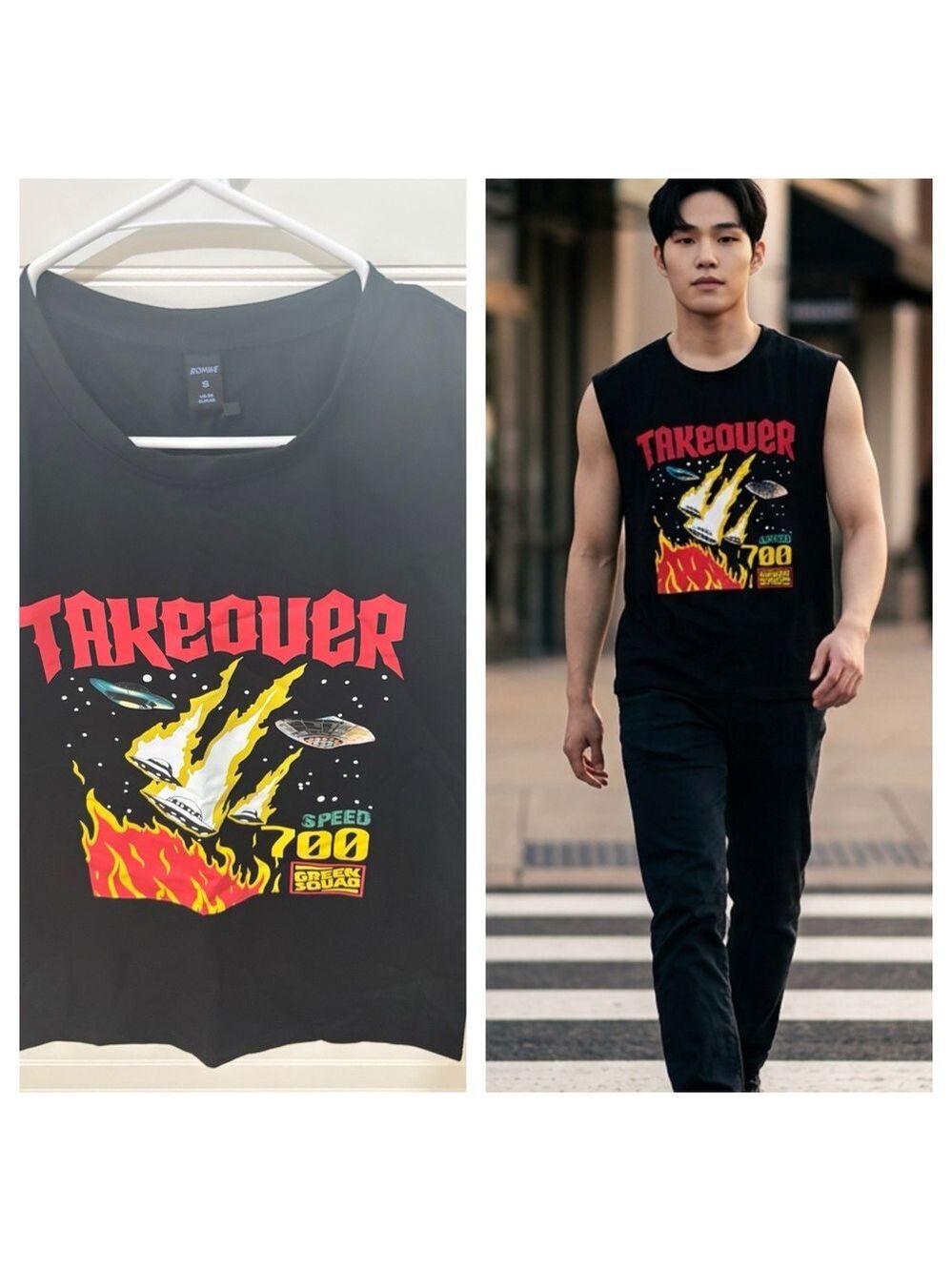 ROMWE Black Takeover Graphic Tank Top